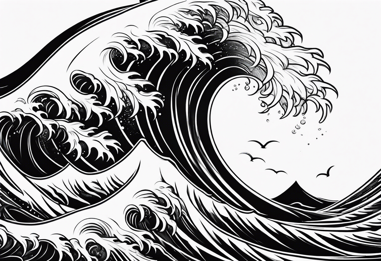 waves in a minimalist form tattoo idea