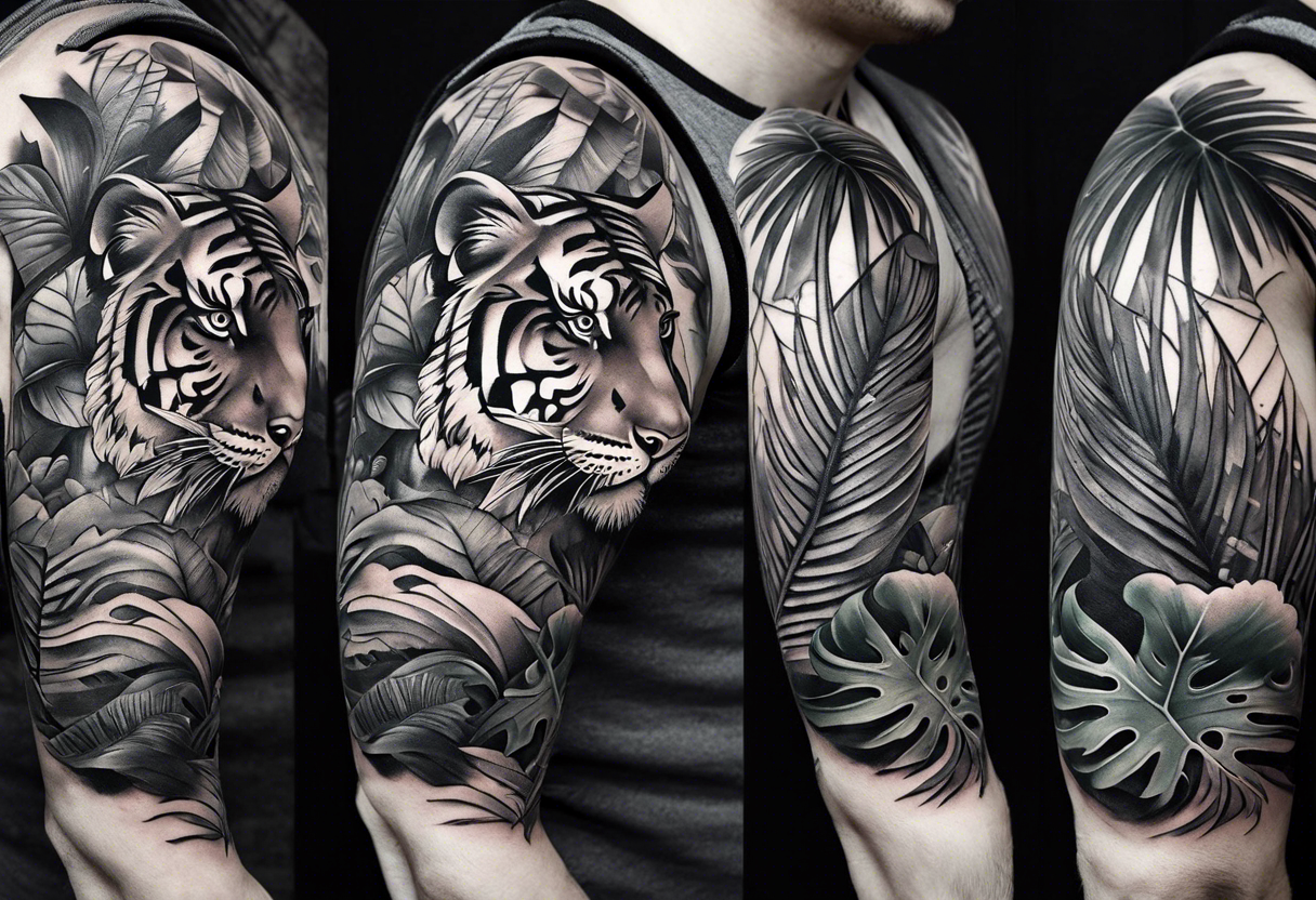 Men Arm Tattoos, Good against evil, temptation versus virtue, the tiger and  snake tattoo denotes a powerful struggle of internal conflict.