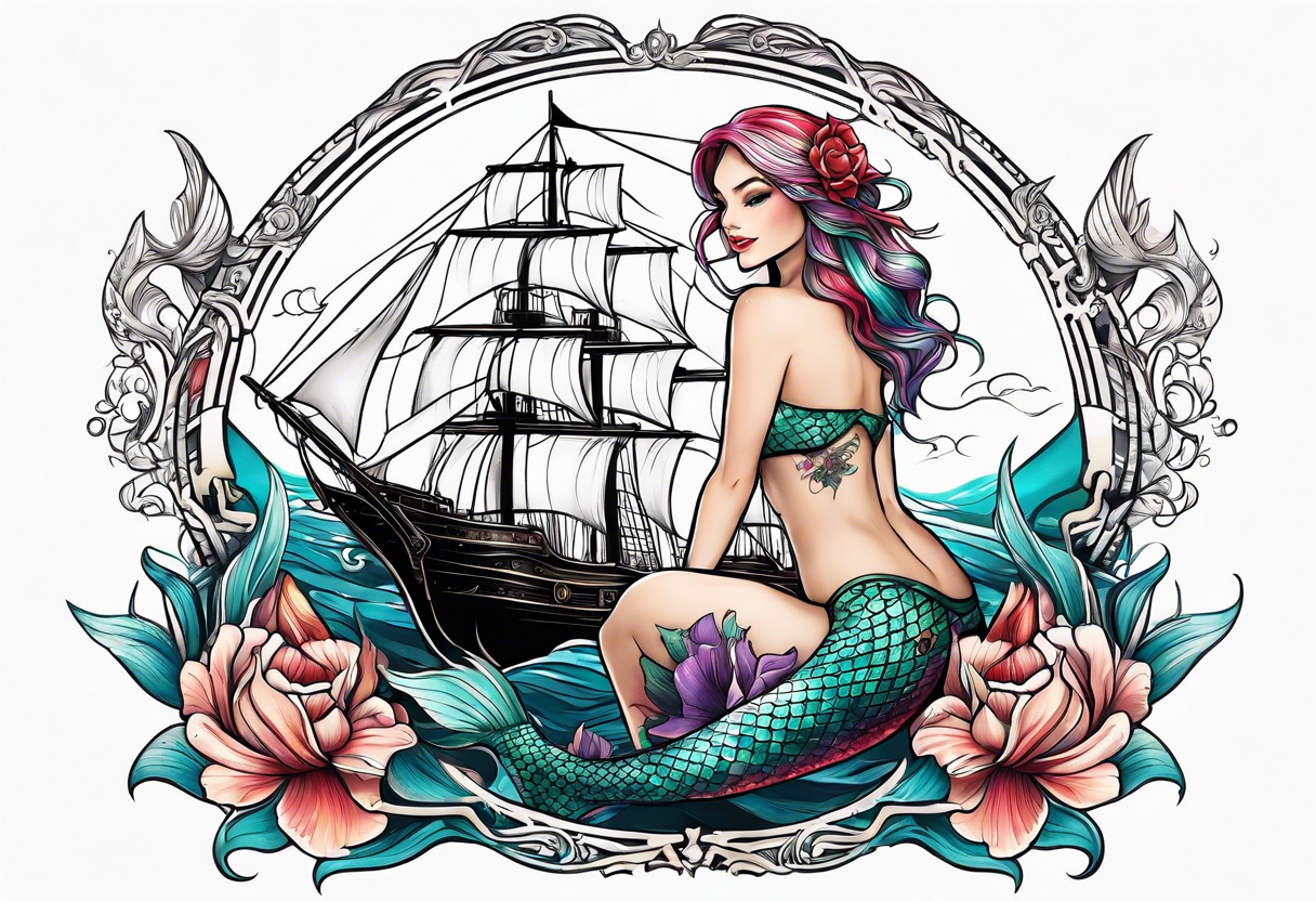 Premium Photo | Mermaid tattoo designs for women generative ai