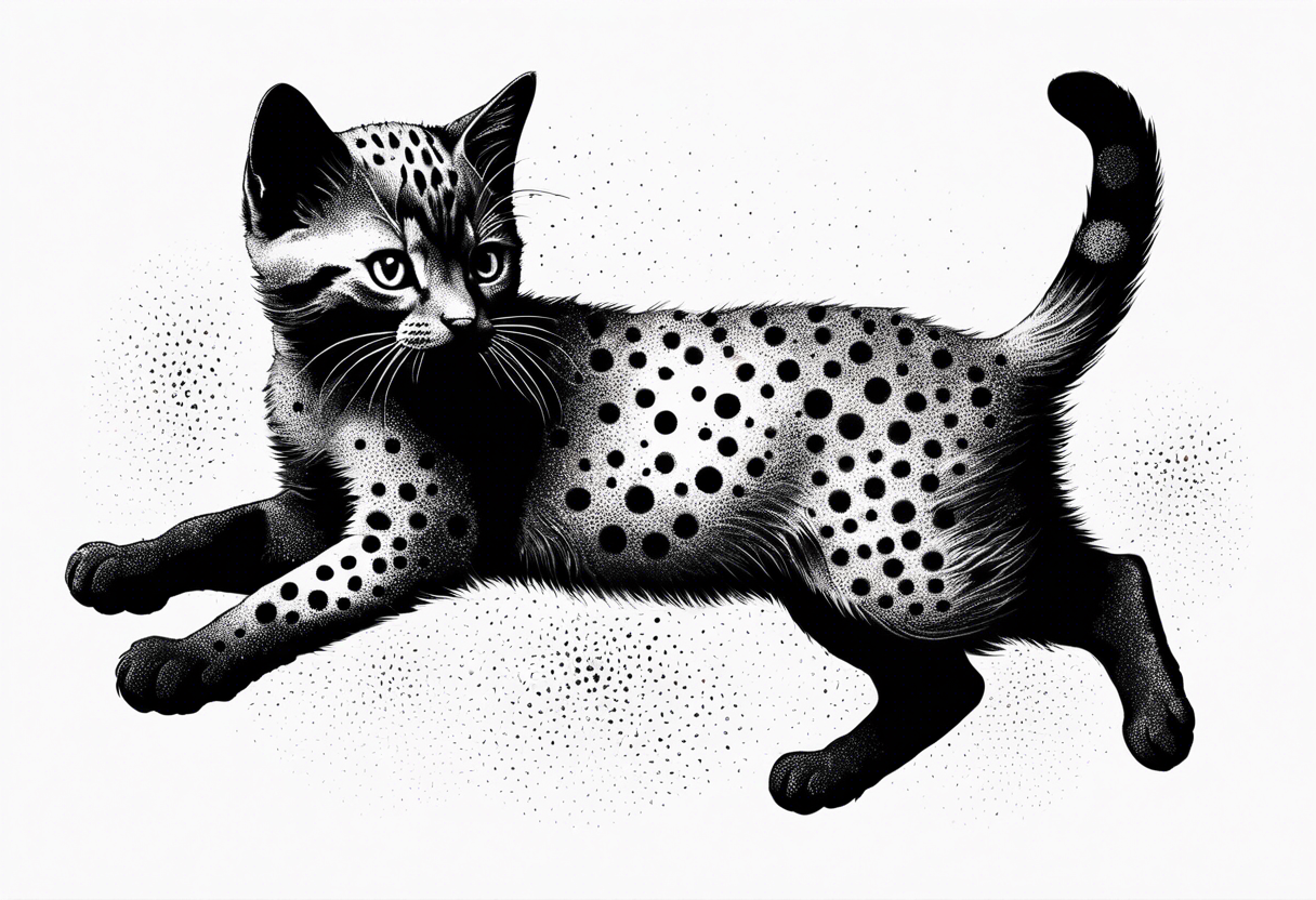 Cat kitten jumping full body tattoo idea