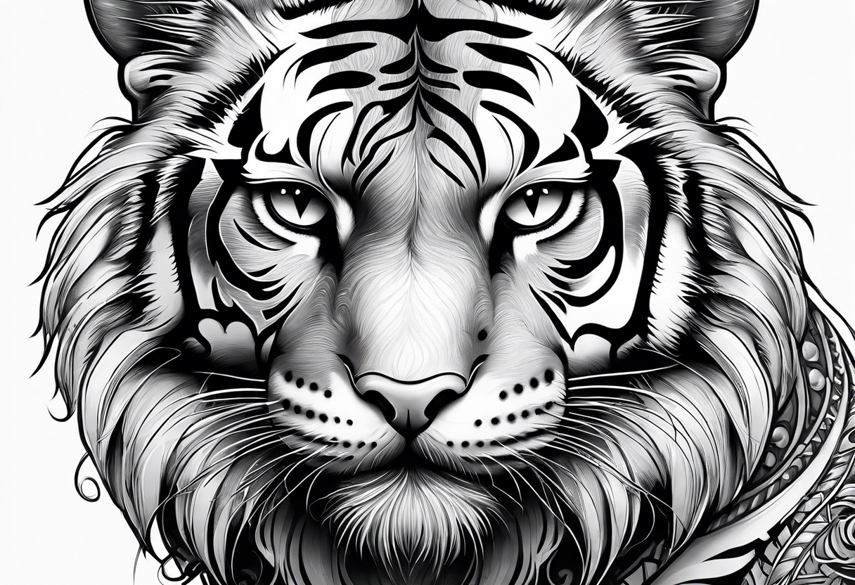 Cat bigger than tiger tattoo idea