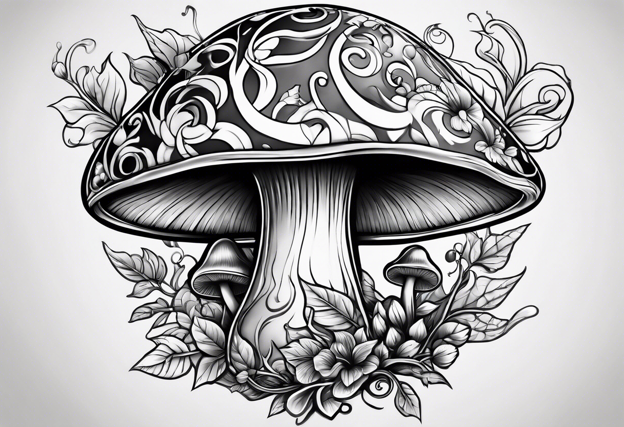 Tattoo tagged with: colorful, diamond, mushroom, neotrad, snail, thigh |  inked-app.com