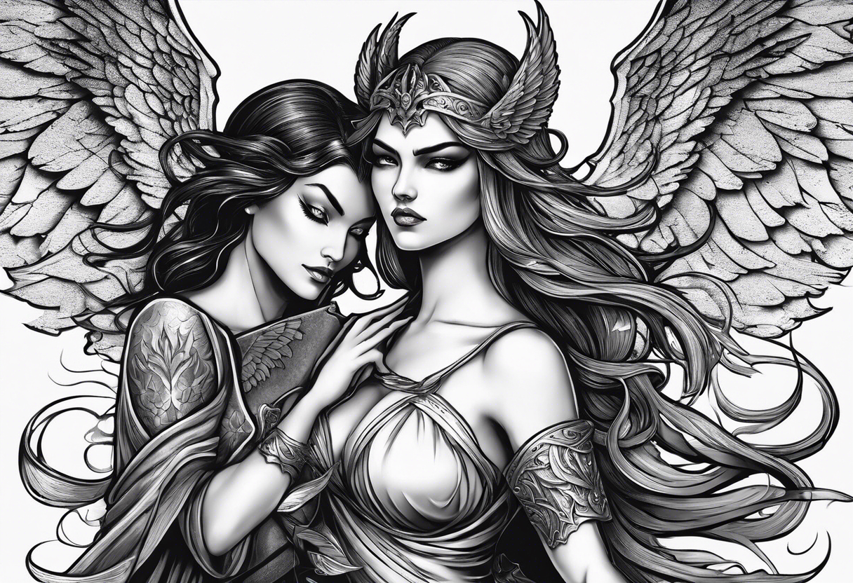 Angel devil tattoo | Angel devil tattoo, Devil tattoo, Simple angel tattoos