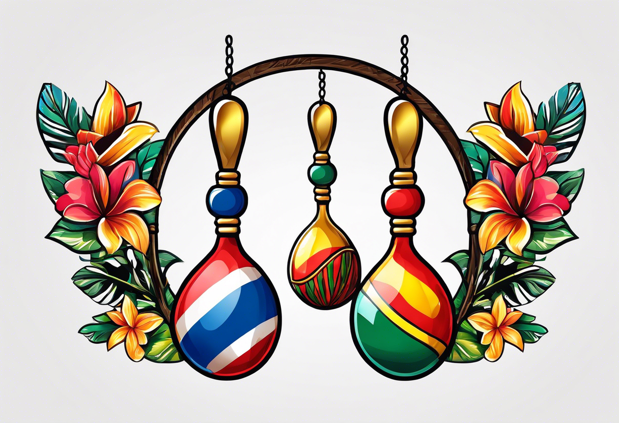 2 colorfull swinging maracas with cuban star tattoo idea