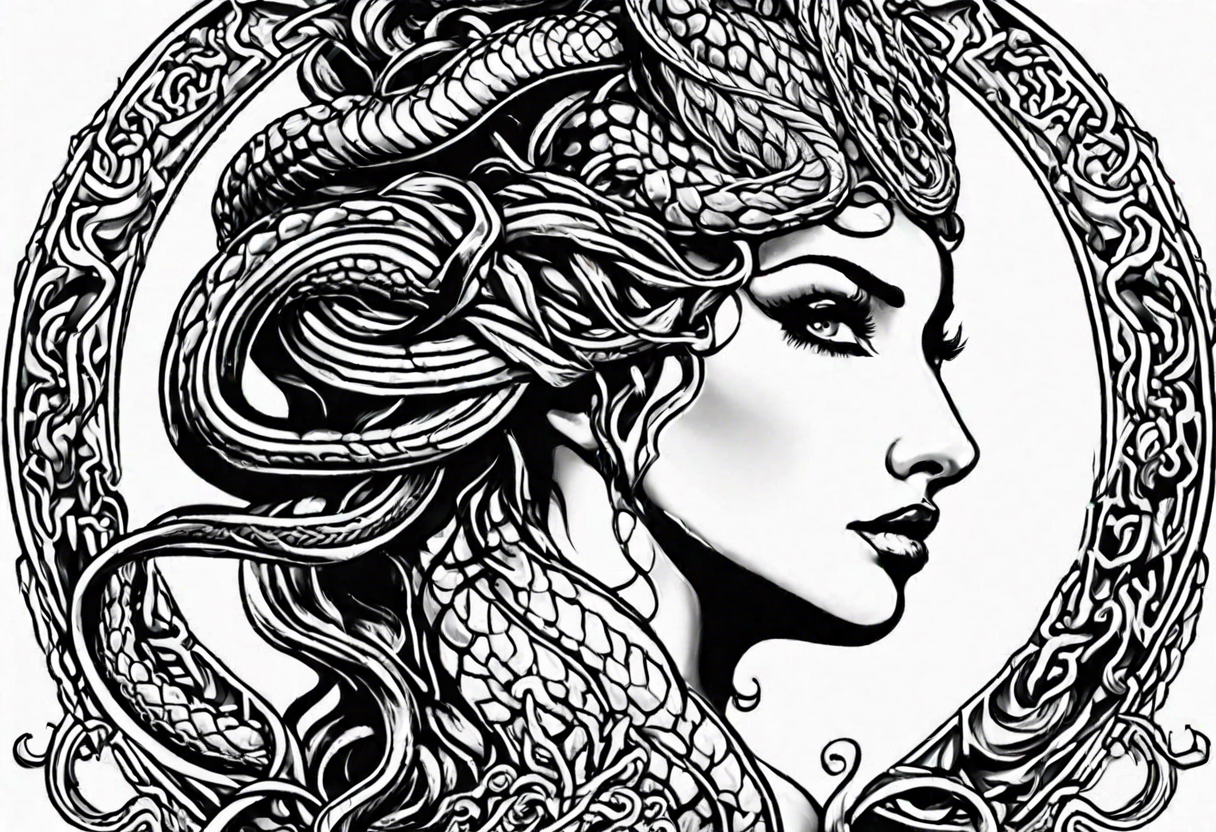 Medusa gorgon, snakes instead of hair, like stone tattoo idea