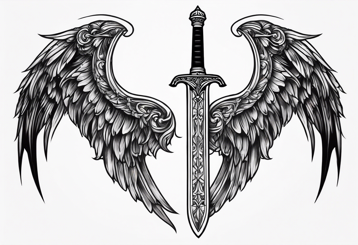 Sword with angel wings tattoo idea