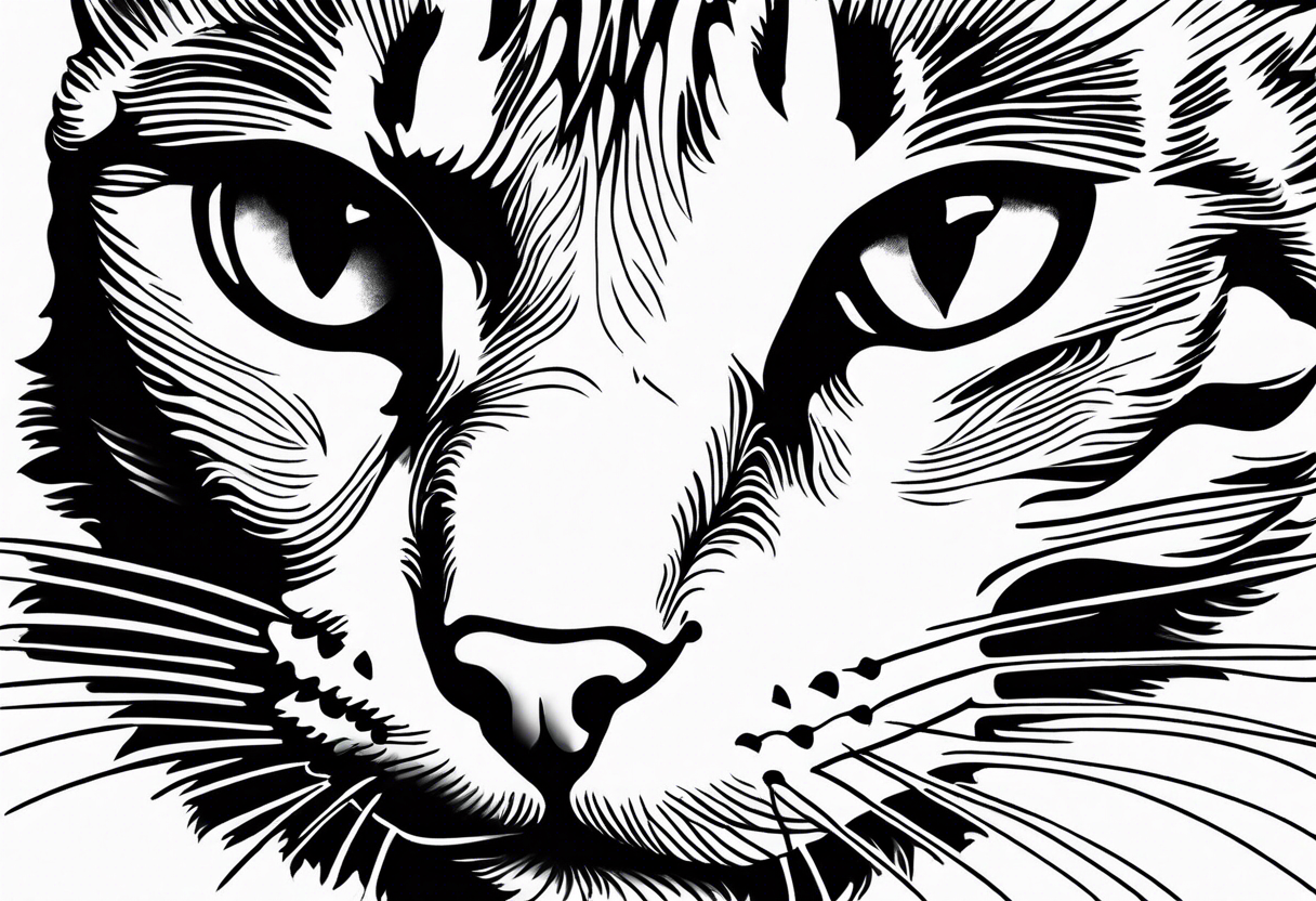 Black and white cat tattoo idea