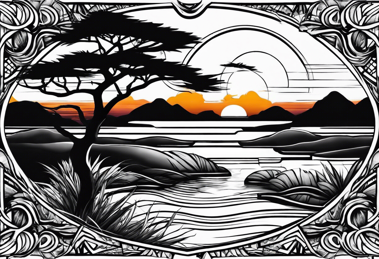 African sunset tattoo idea