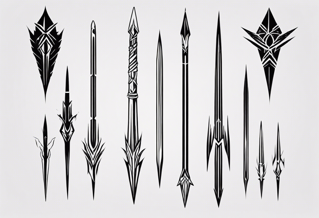 2 parallel spears pointing upwards tattoo idea