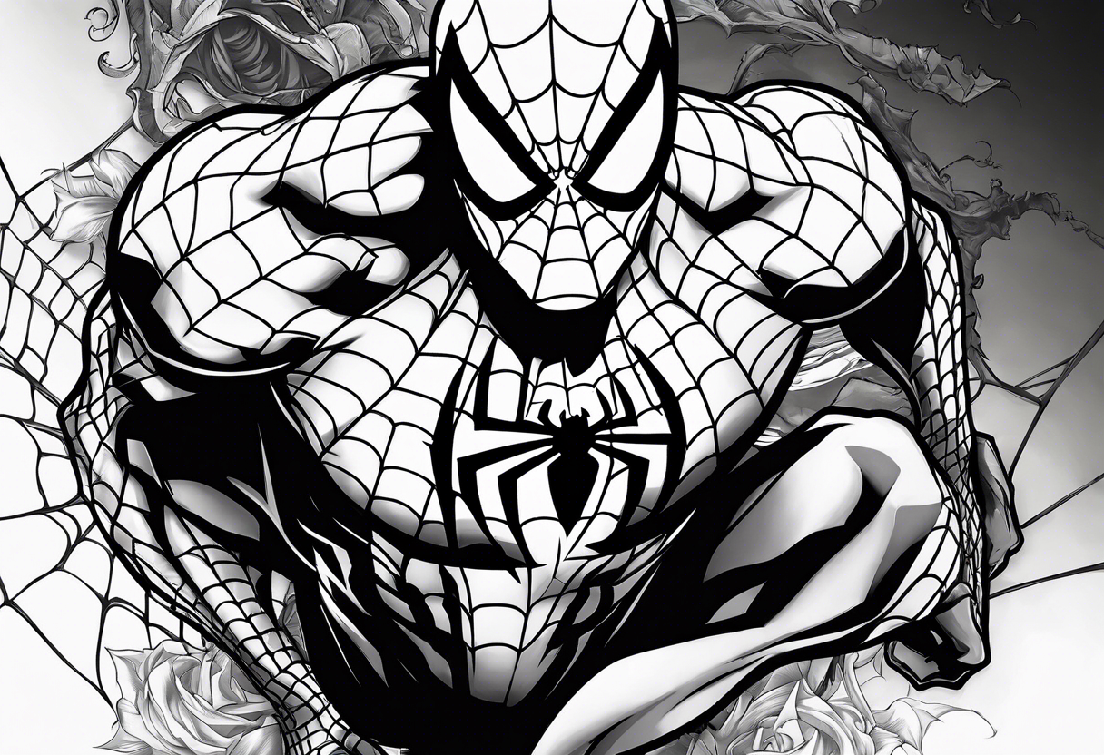 spiderman bent over ripping off the venom suit tattoo idea