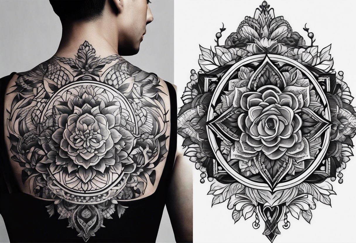 Floral & Line Work Spine Tattoo – Weronika.inkss