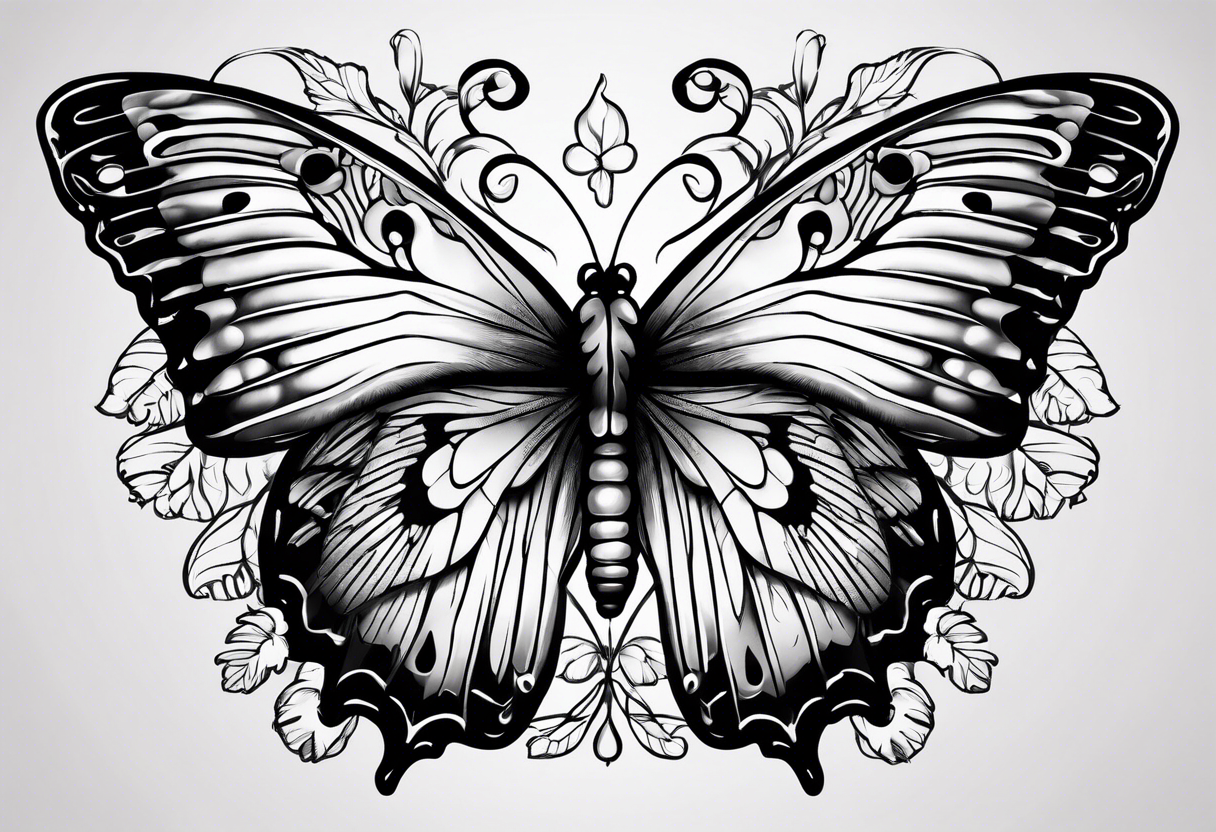 Death butterfly drugs mushroom tattoo idea