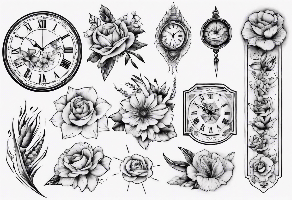 RELOJ DE ARENA CON FLORES tattoo idea