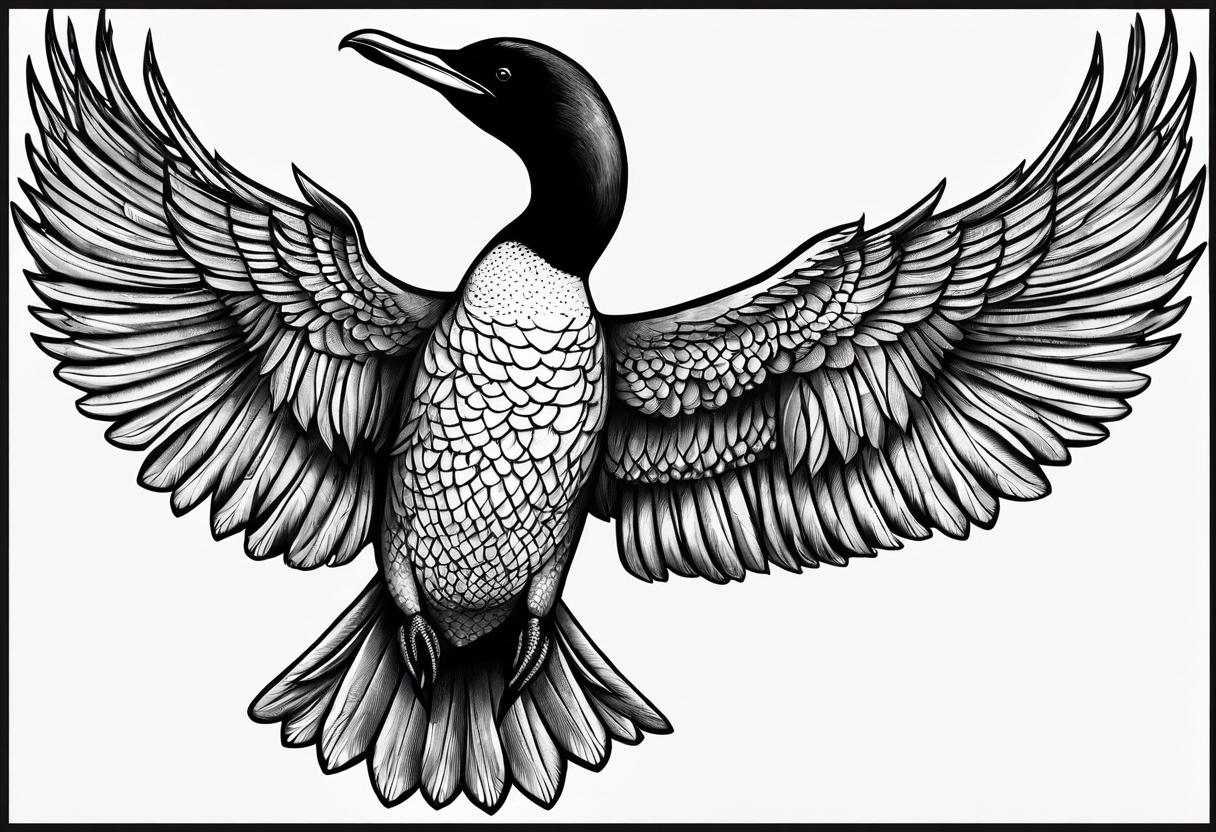 Loon wings spread tattoo idea