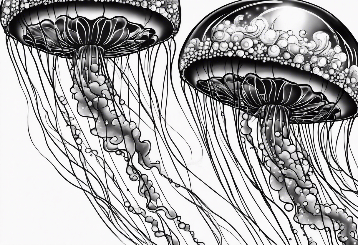 Jellyfish swimming bubbles tattoo idea