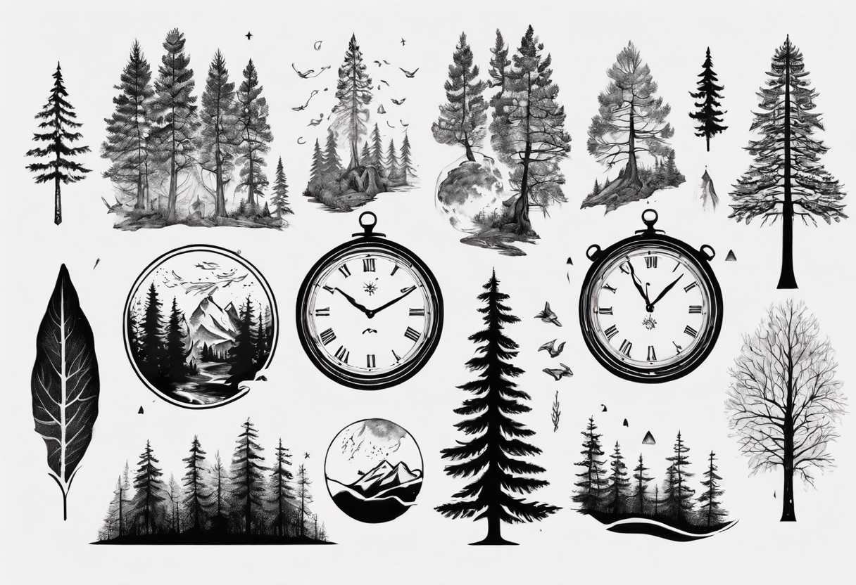 Nordic, with time, living in present, forest, muscular tattoo idea