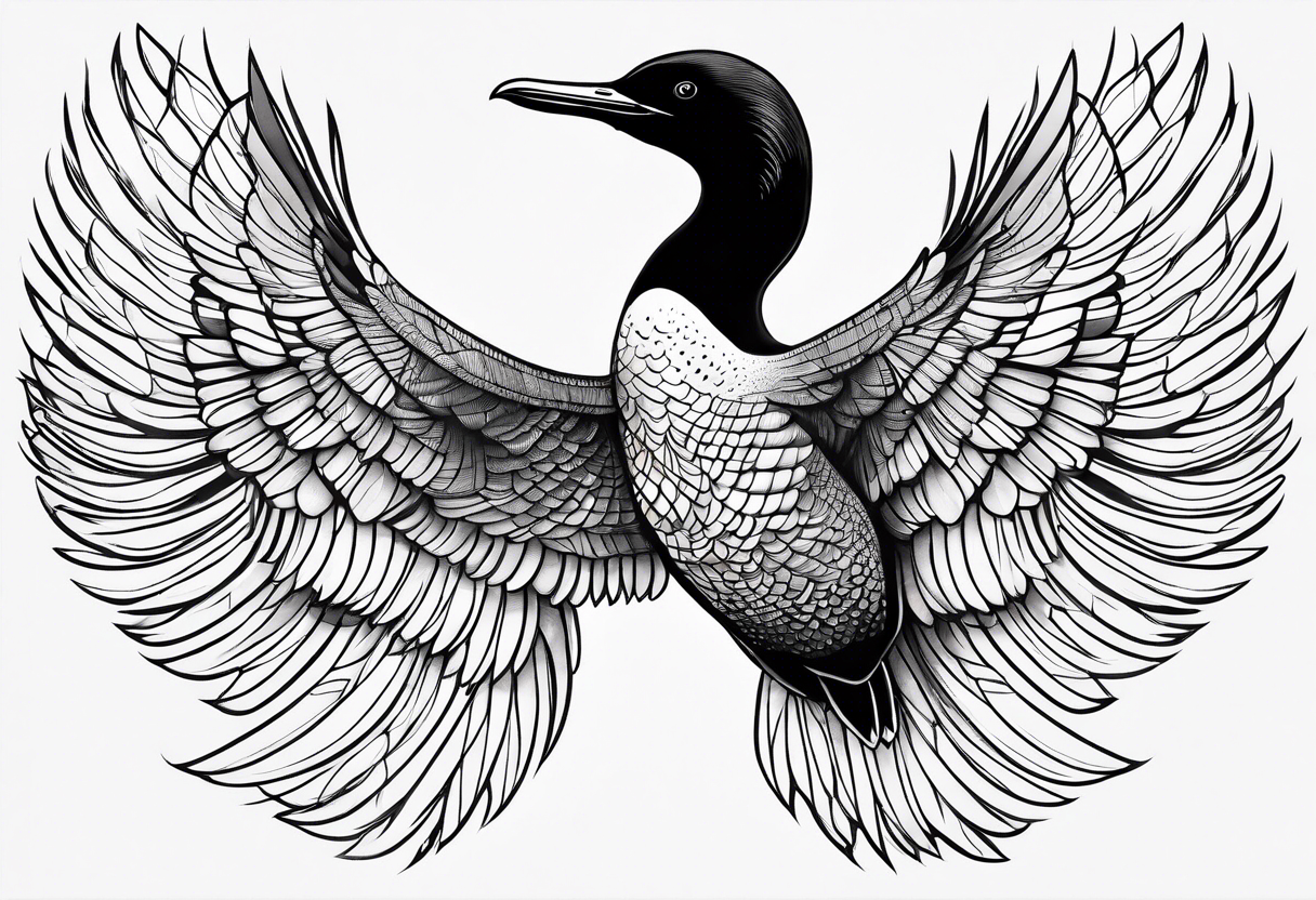 Loon stretching wings tattoo idea