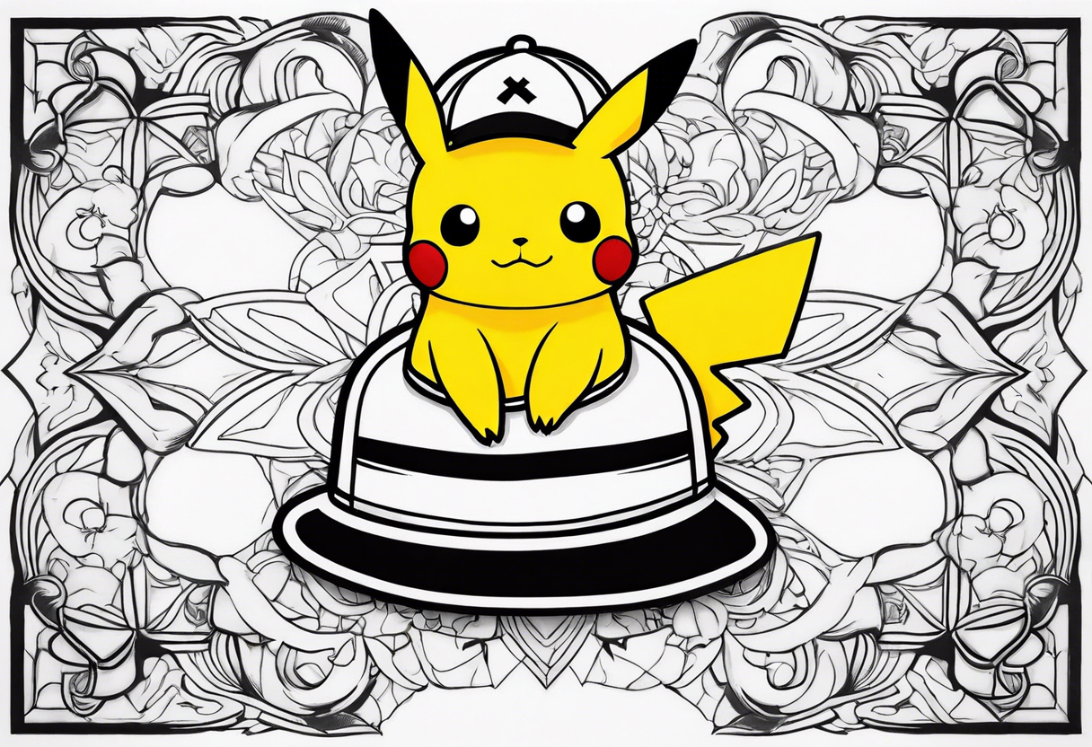 pikachu wearing a snapback tattoo idea