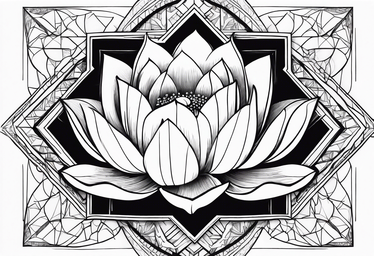 Lotus flower with geometric shapes tattoo idea