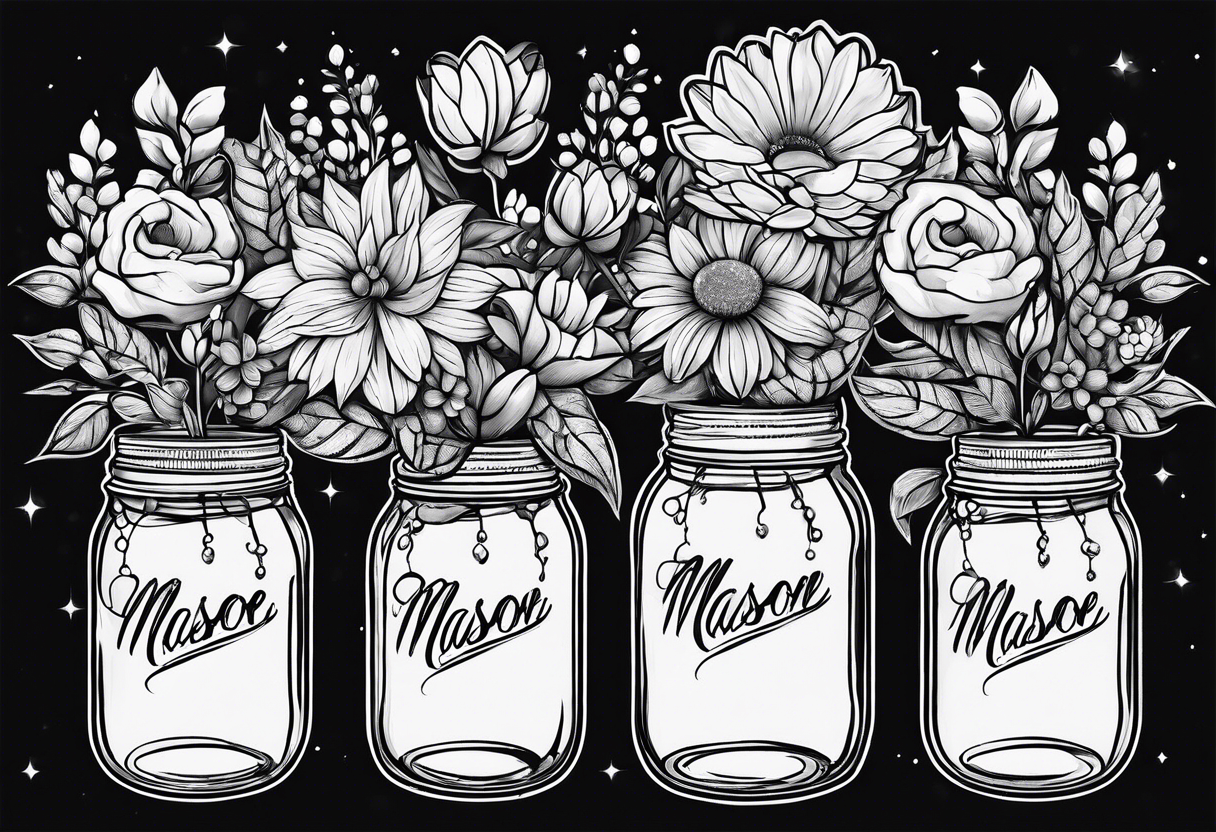 Mason jar bouquet tattoo idea