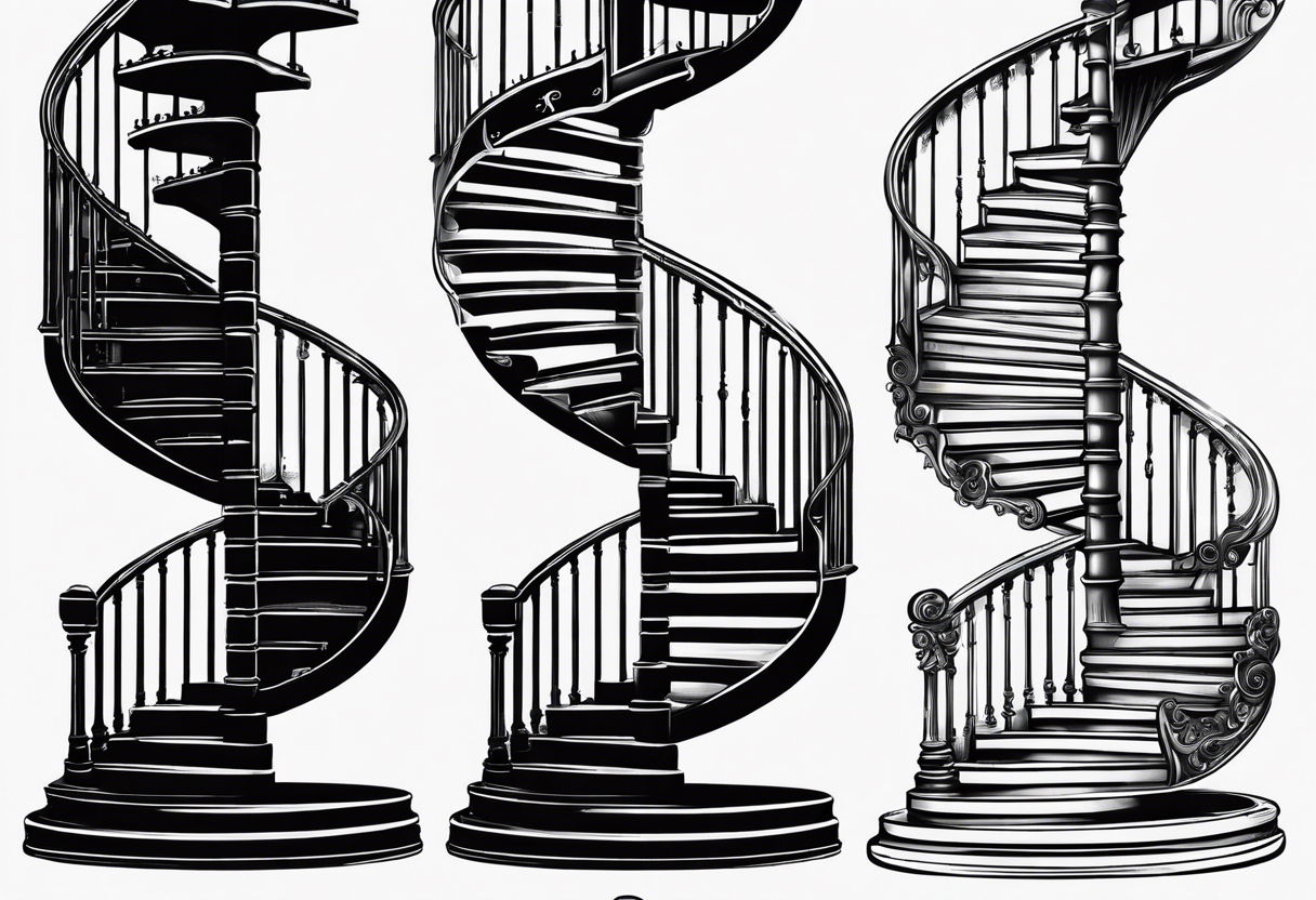 Deteriorating spiral stair case with falling steps tattoo idea