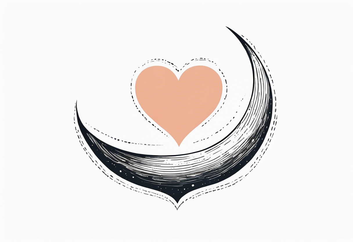 minimalistic Crescent moon with a love heart inside tattoo idea