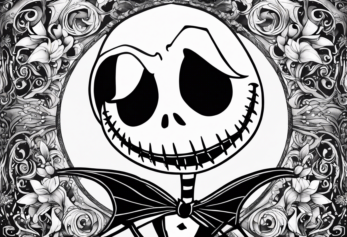 Jack skellington the tim burton version looking down excited to see you tattoo idea