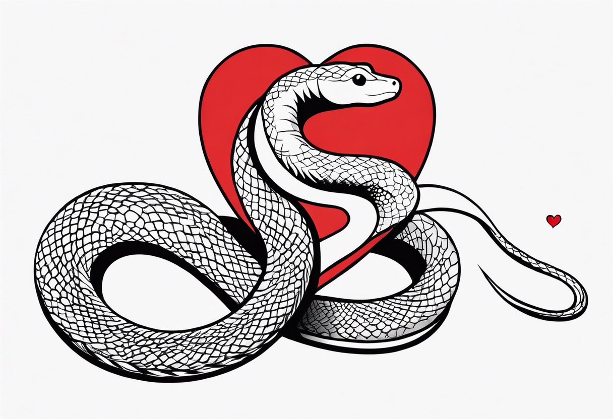 a snake who has swallowed a heart tattoo idea