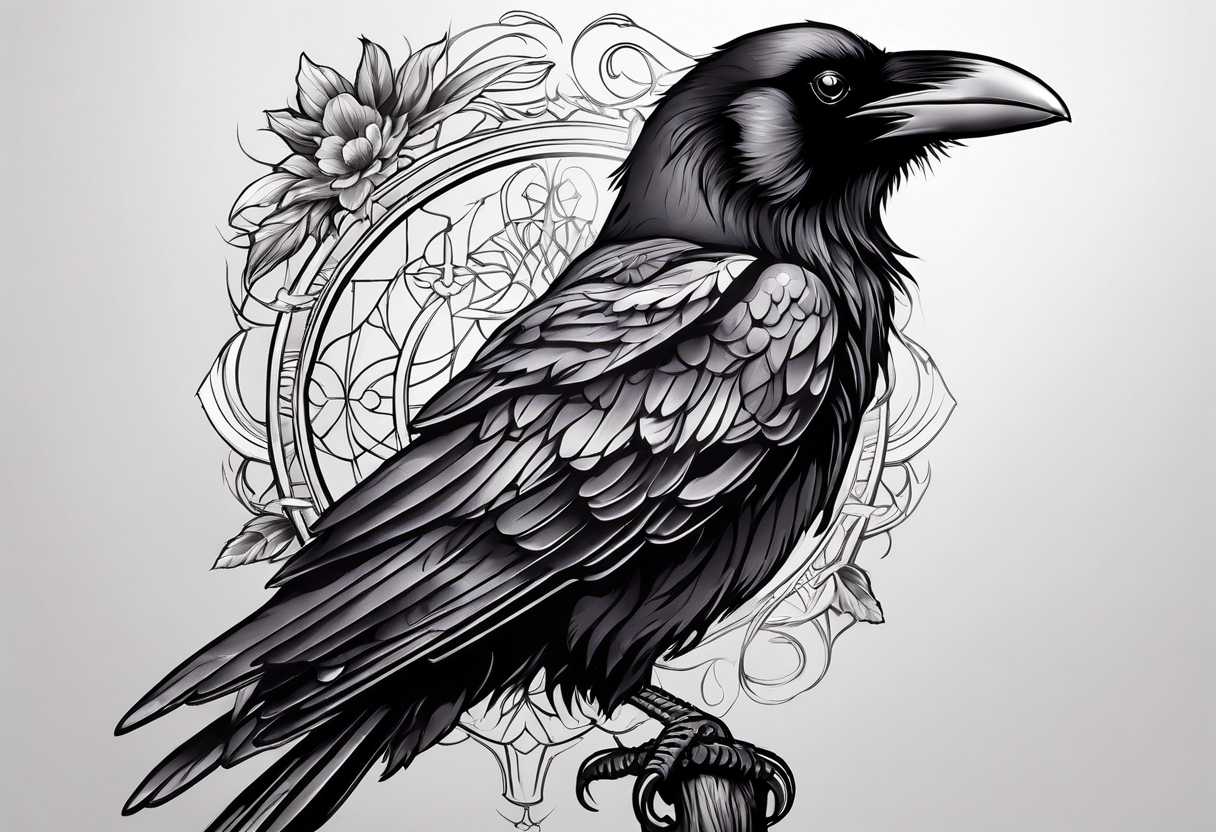 raven perched tattoo idea