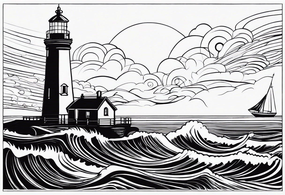 mat  de voilier en forme de phare marin. tattoo idea