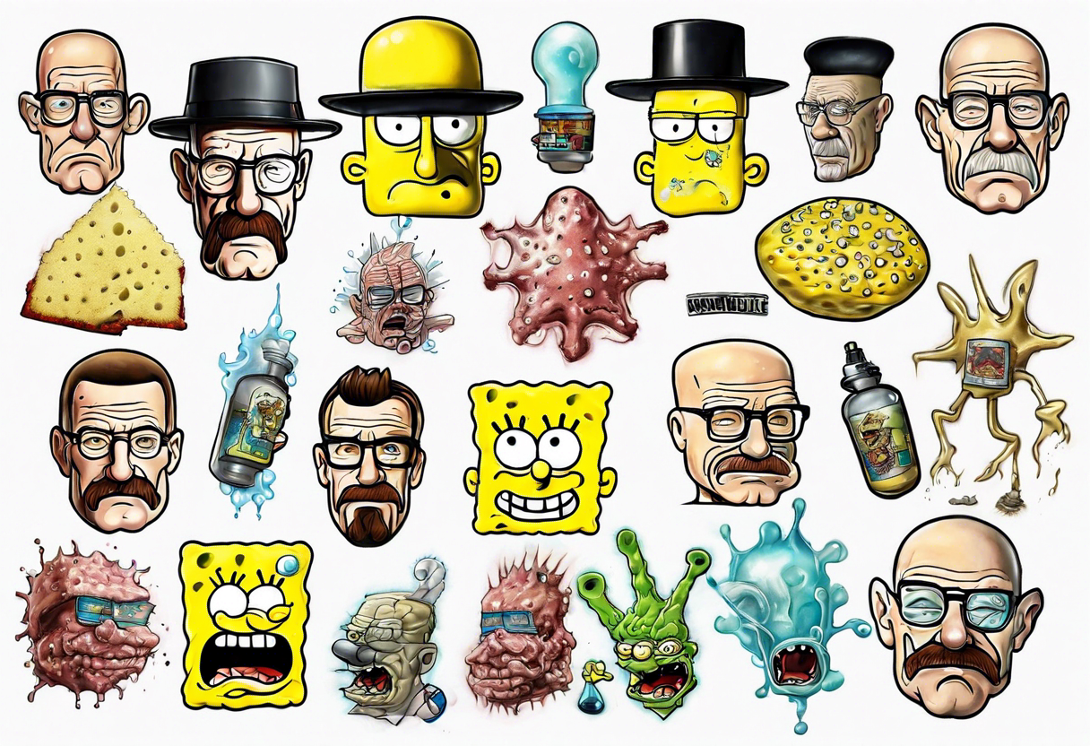 Cursed Walter white sponge bob tattoo idea