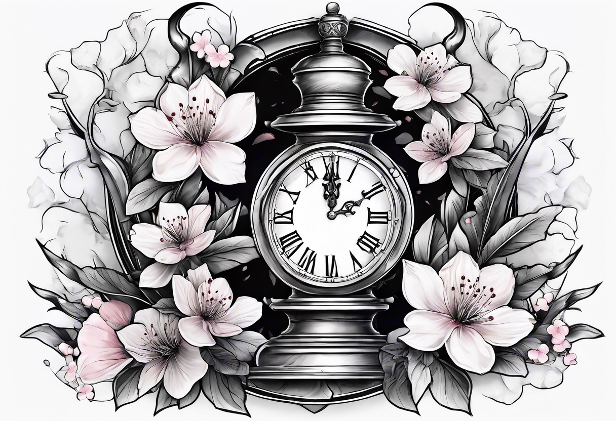 Pocket Watch Tattoo with Rose Design