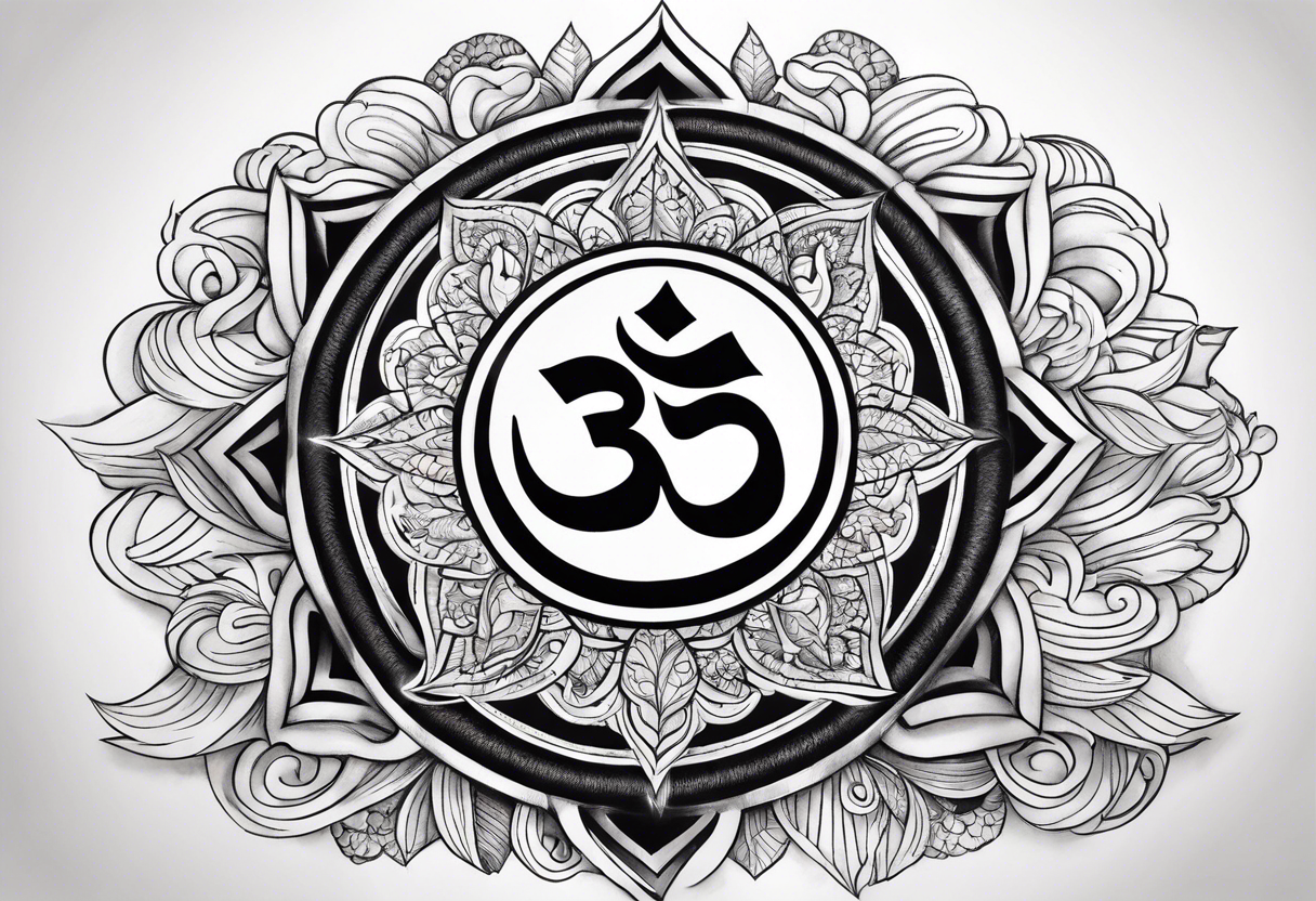 aum with sunrays and clouds tattoo idea