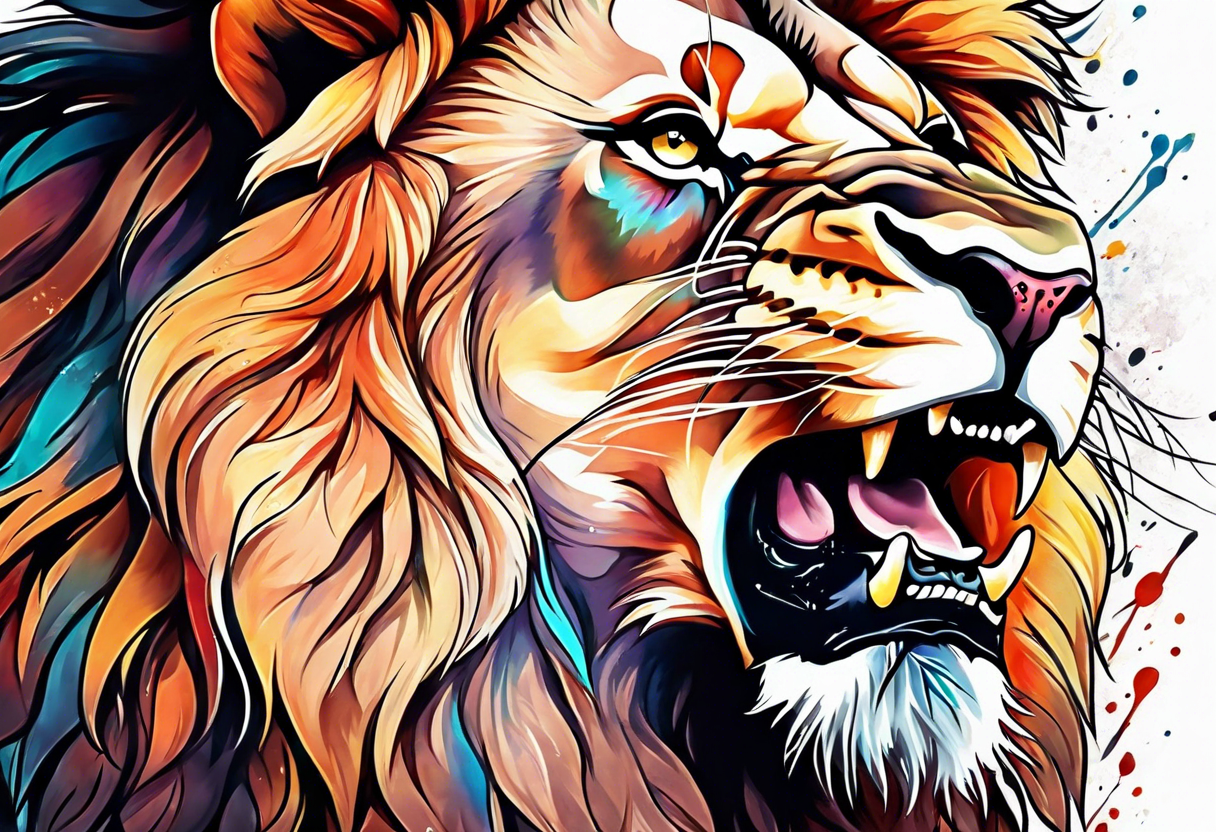 Lion roaring tattoo idea