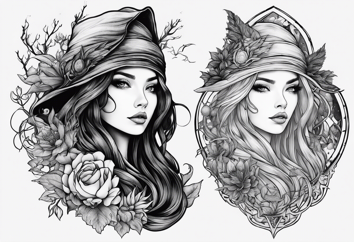 witch mystical tattoo idea