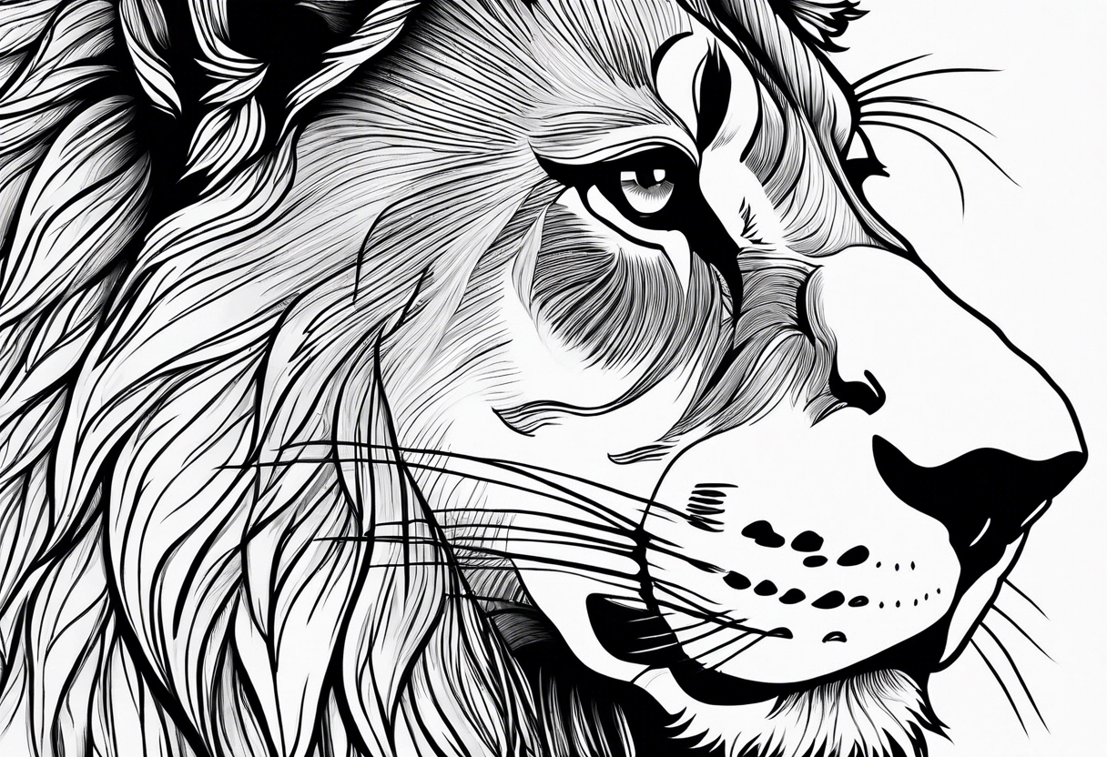 Lion face half face delicate tattoo idea