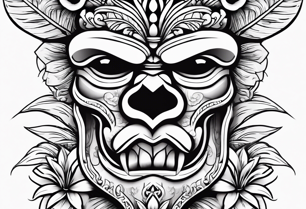 Polynesian Tiki with waves by Alex Nardini: TattooNOW