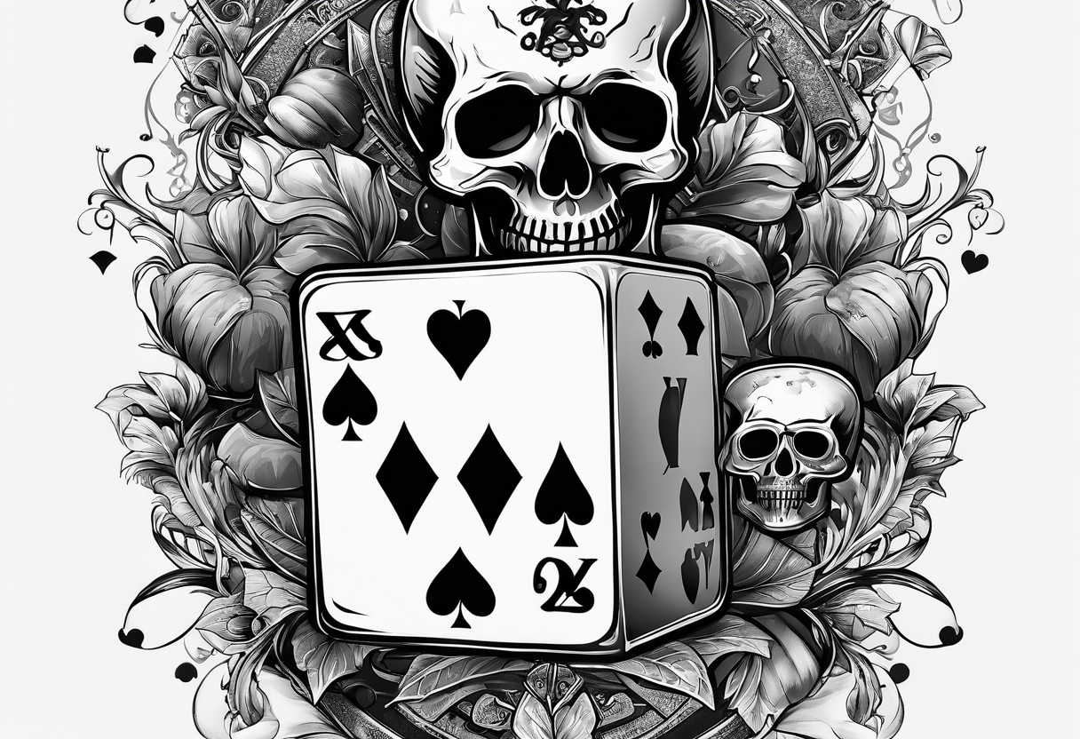 i want gambling dice with poker cards with death with guns with the number 23 with scorpion tattoo idea