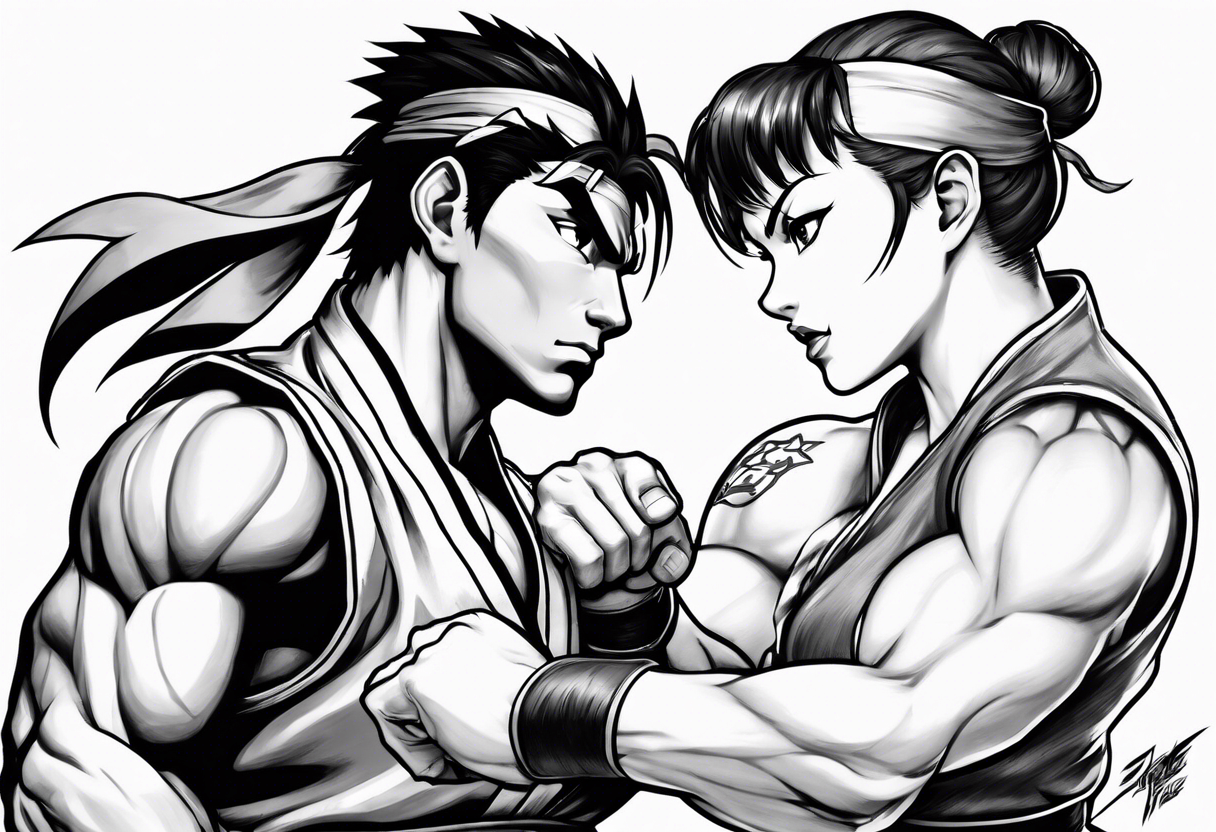 street fighter 3 ken versus chun li fighting evo moment tattoo idea