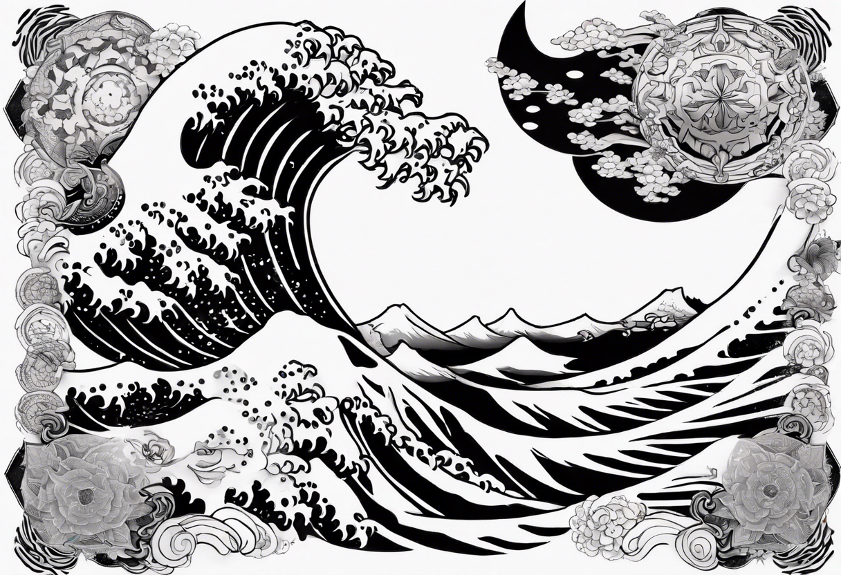 The great wave off kanagawa mixed with a mandala design tattoo idea