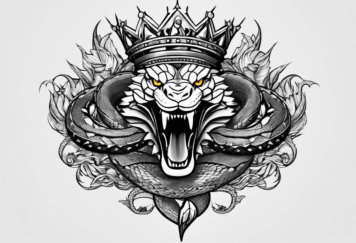 the top of the crown spikes morph into snakes tattoo idea