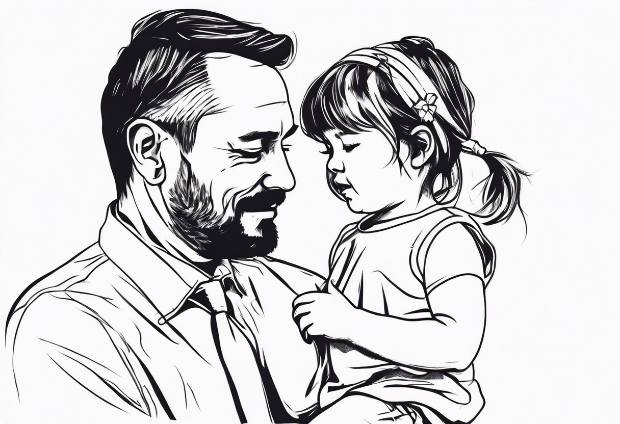 little girl with her dad for memorial of her father tattoo idea