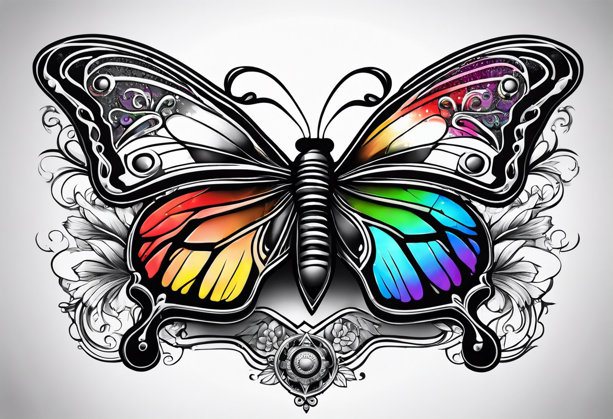 Guitar, butterfly, rainbow, game controller tattoo idea