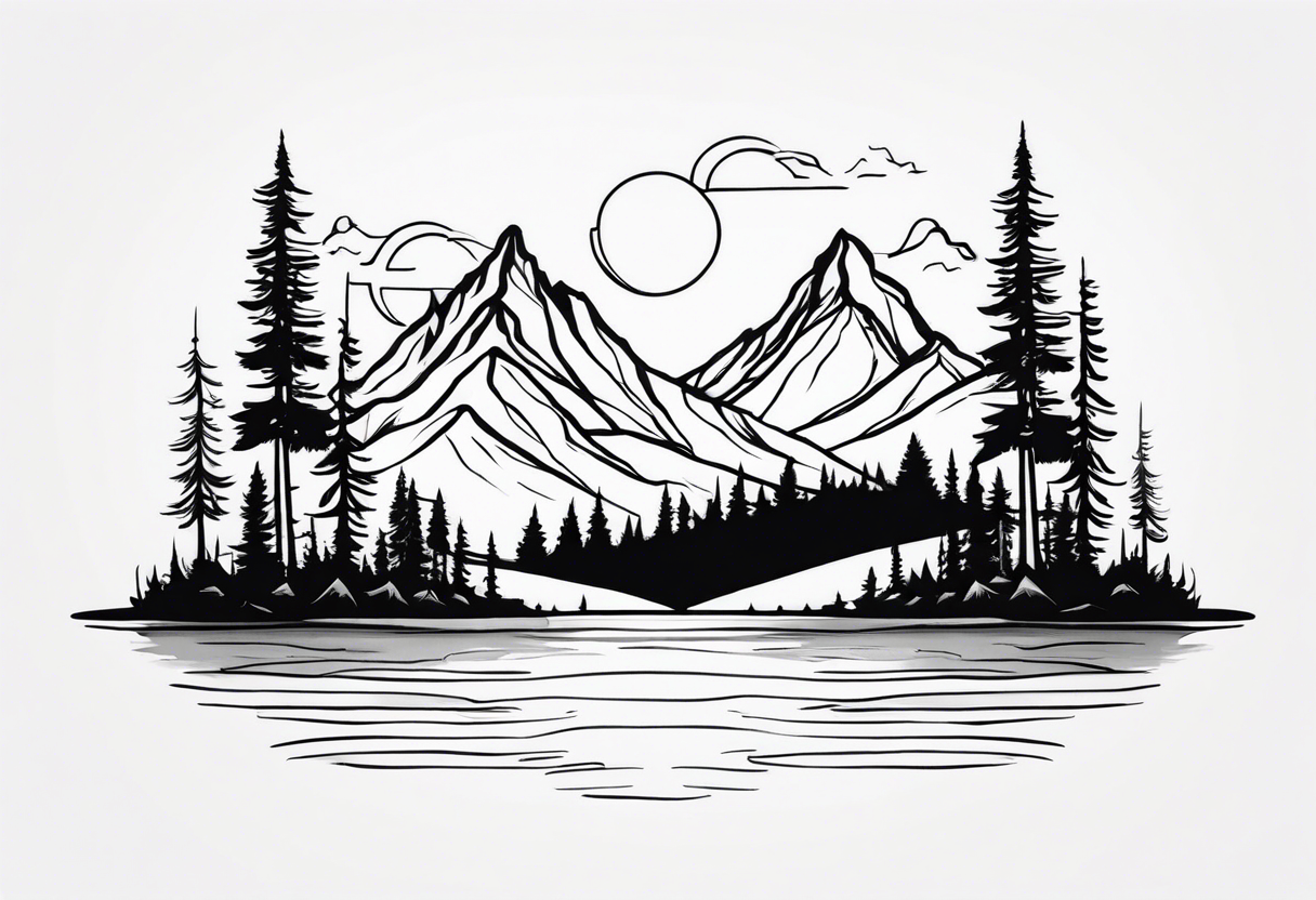 mountains trees family three tattoo idea