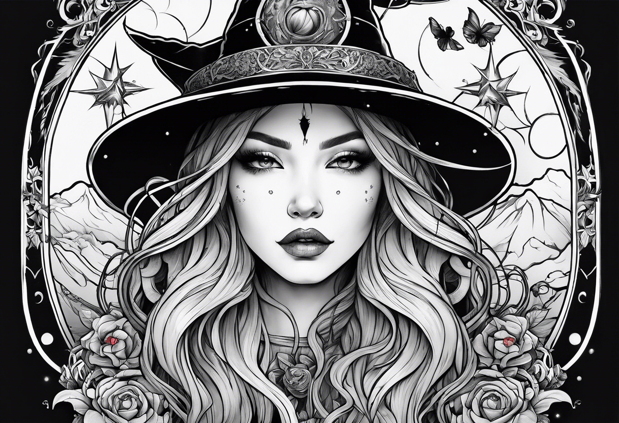 witch mystical tattoo idea