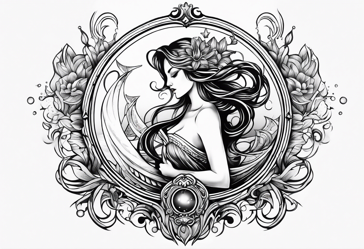 Lineart Zodiac Aquarius Tattoo Logo Graphic by Rupture · Creative Fabrica