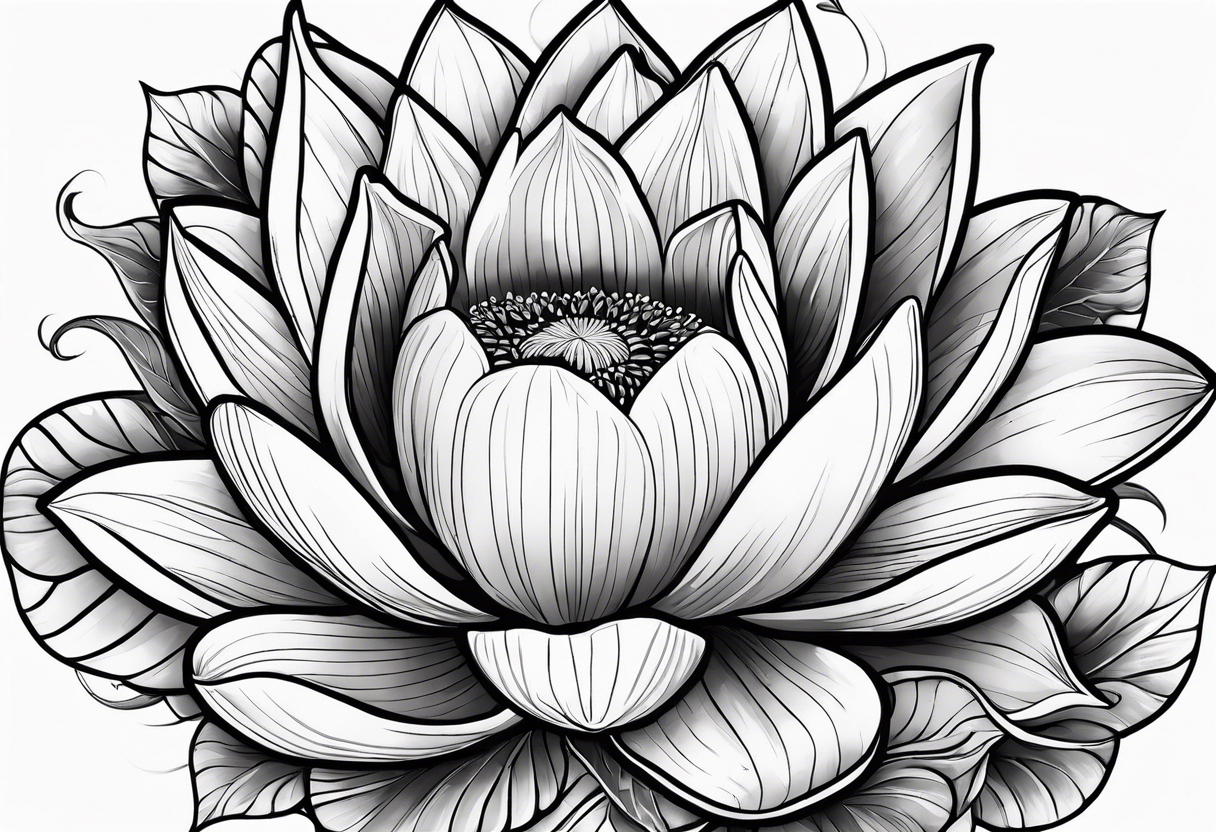 Blue lotus, sunflower, and fire lily flowers representing the holy trinity tattoo idea