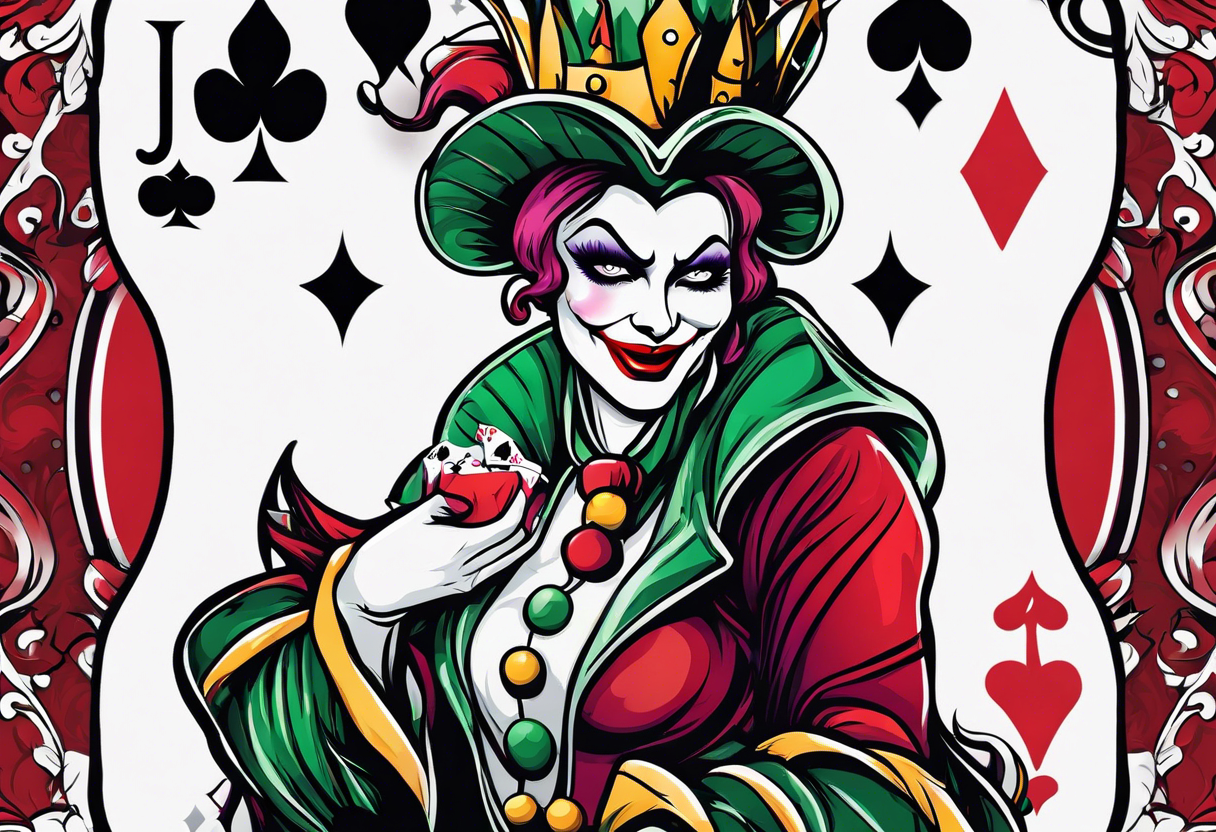 Joker
Jester 
Queen 
Playing cards tattoo idea