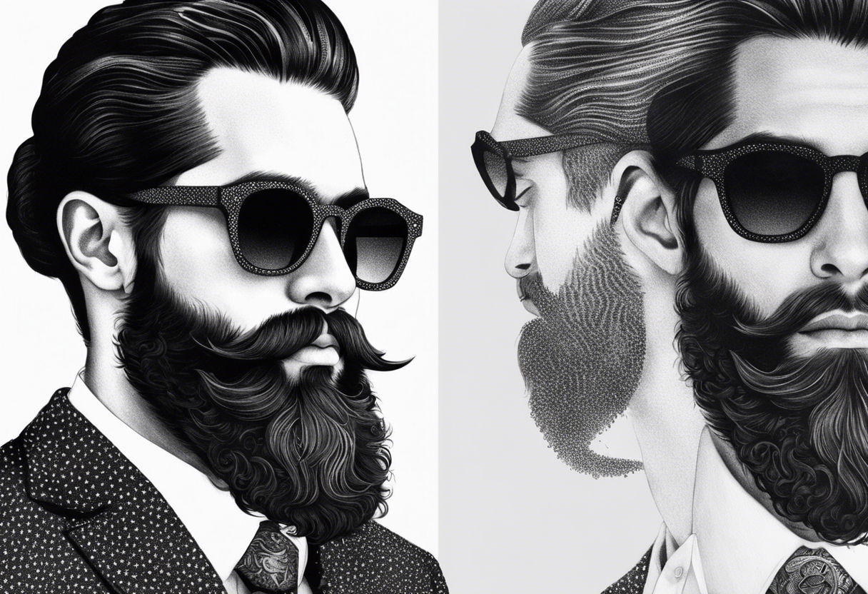 capricorn with beard and sunglasses tattoo idea