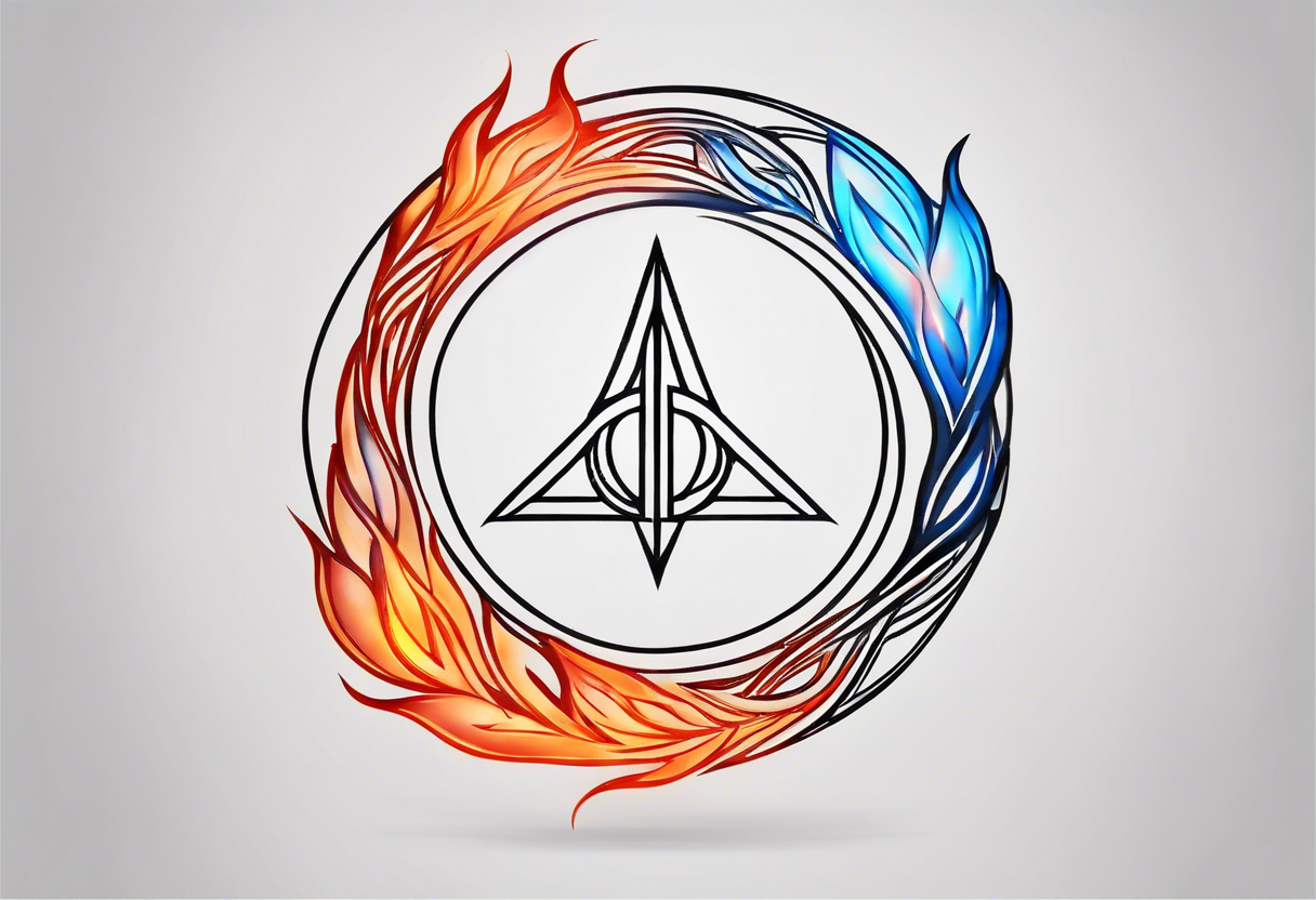 Fire alchemy symbol tattoo on the elbow.